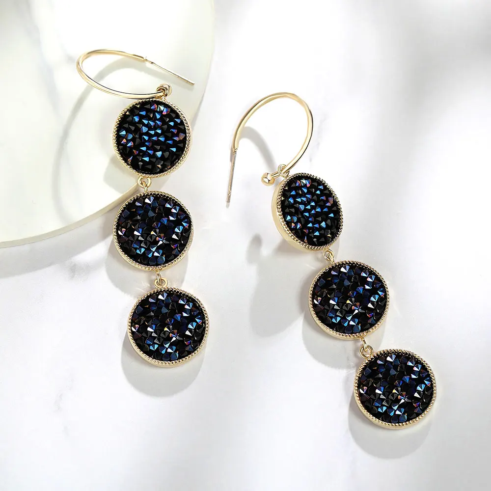 Женские Висячие серьги Viennois серьги-подвески с голубыми кристаллами и стразами |