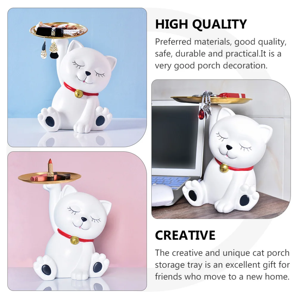 

1Pc Lovely Cat-shaped Storage Tray Key Storage Tray Home Furnishing Adornment