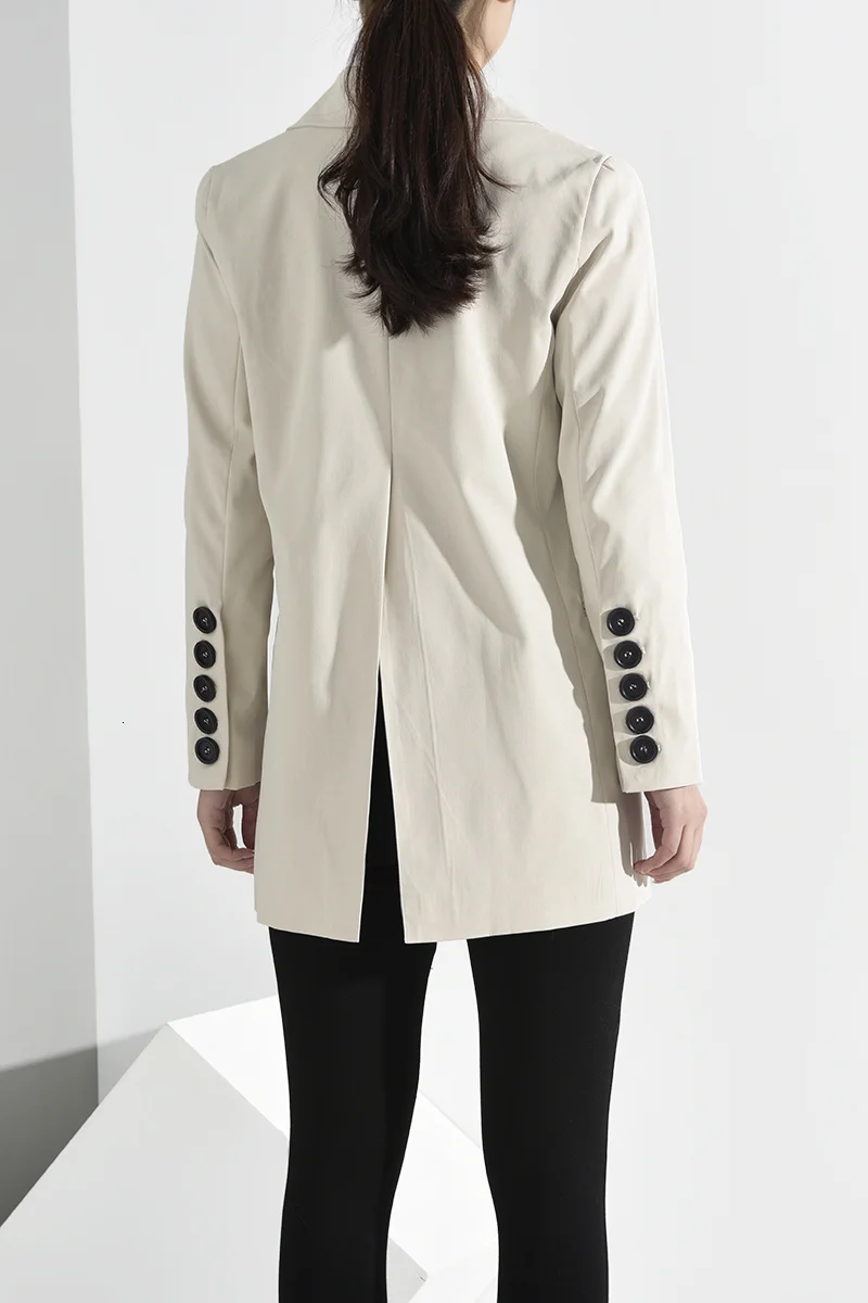 

DEAT Loose Fit Buttons Split Temperament Jacket New Lapel Long Sleeve Women Coat Notched Collar Blazer Pocket 2021 JQ29000