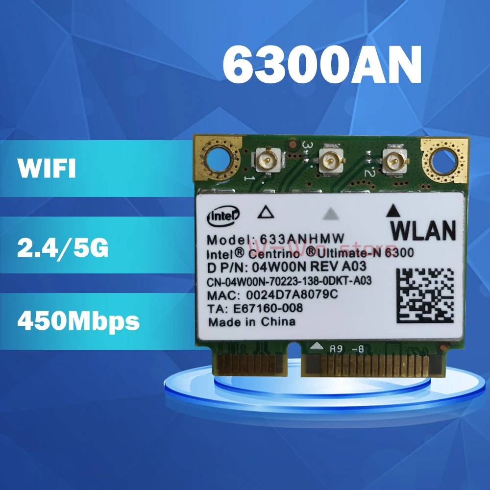 

Ultimate-N 6300 633AN 633ANHMW 6300AN Half Mini PCIe Wlan Wireless Wifi Card 450M for DELL E4310 E6410 E4300 E6400