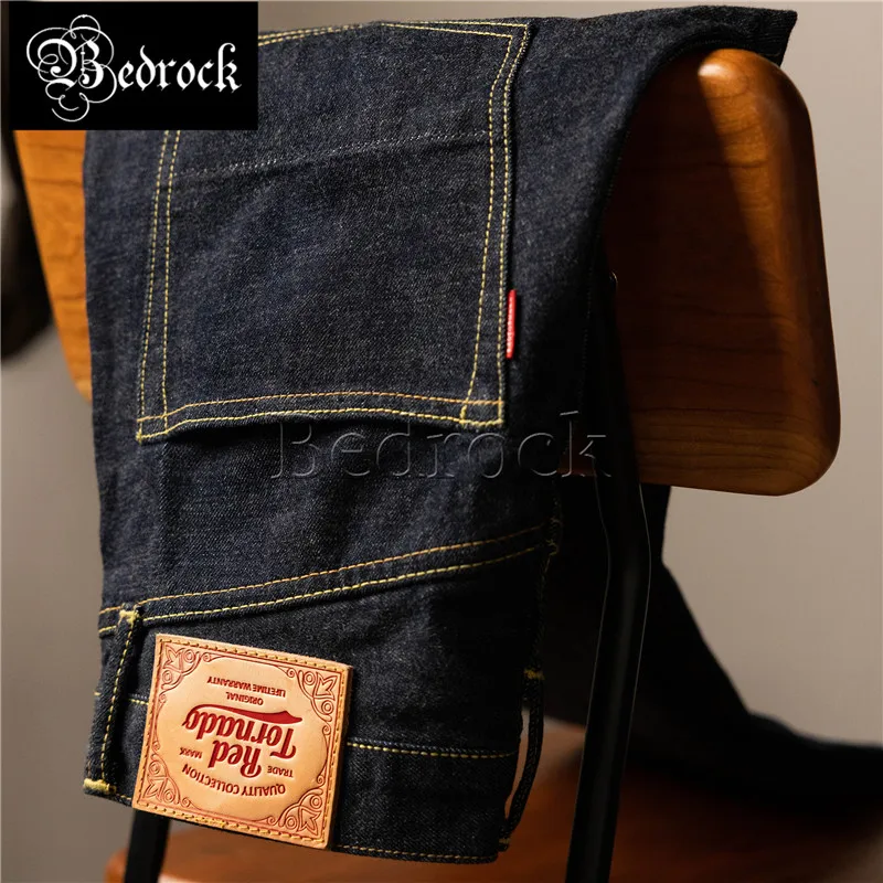 RT 14oz one washed original dark blue micro taper jeans men warehouse raw denim selvedge trousers slim pencil pants