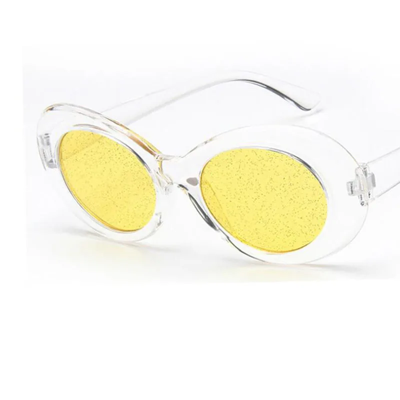 white frame yellow Модные, крутые, уникальные, ослепительные линзы, Овальные, стильные солнцезащитные очки для женщин и мужчин, вечерние, брендовые, Sesign, солнцезащитные очки Oculos De Sol - Цвет линз: white frame yellow
