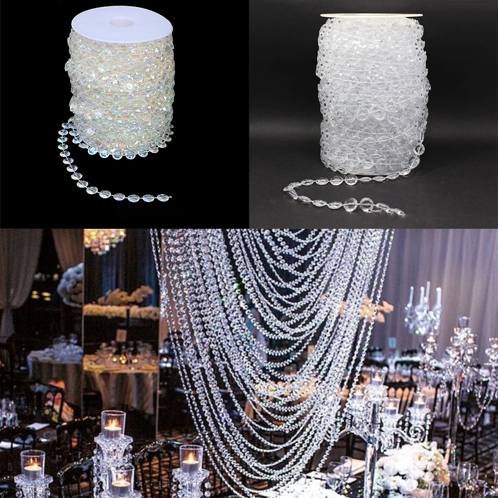 

1 roll Crystal Beads Ornament Window display Holiday 30m Acrylic Crystal