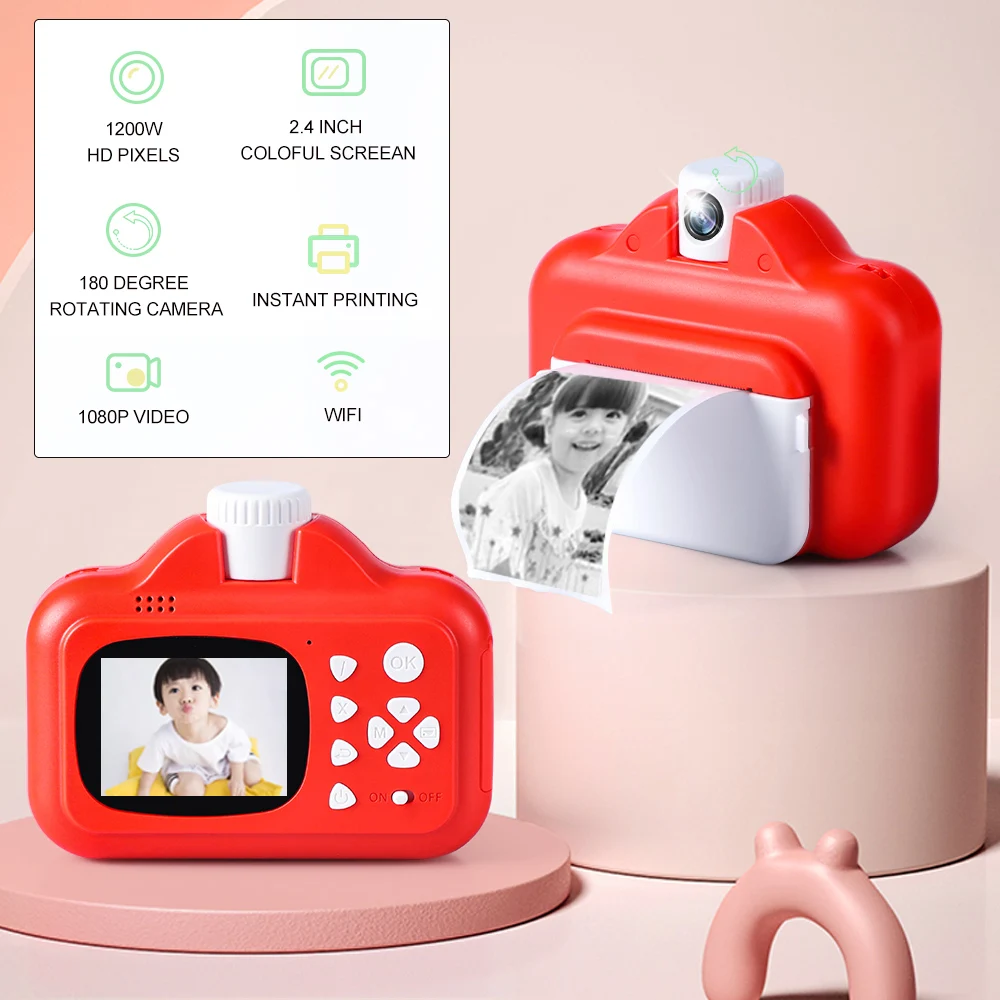 Детские игрушки мгновенная печать камера с термобумагой 16 ГБ TF карта и ручка для