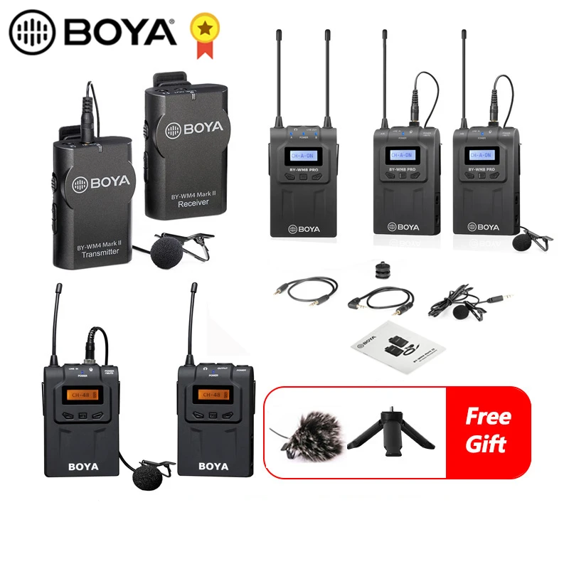 

BOYA BY-WM8 Pro UHF Беспроводная микрофонная система всенаправленный петличный микрофон для DV DSLR камеры смартфона