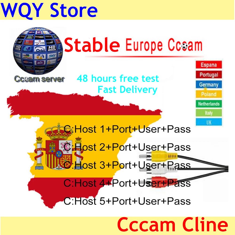 Быстрая Европа HD кабель 1 год CCCAM Cline для спутникового ресивер для cсcam аккаунт Share Sever Испания итальянский, французский Великобритания Германия Португалия