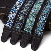fashion ethnic embroidery guitar shoulder strap universal vintage adjustable denim cotton belt for acoustic electric bass guitar