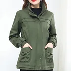 2019 модная армейская зеленая Женская куртка с длинным рукавом, ветровка, парка, кардиган с карманами, пальто, осенняя верхняя одежда, женская одежда #35