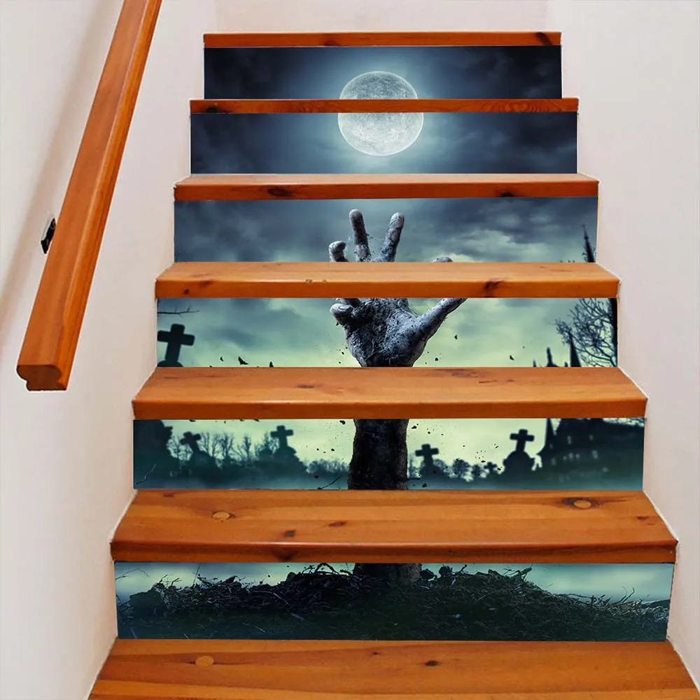 Хэллоуин DIY 3D террор лестница наклейки Стикеры для лестницы удаляемый