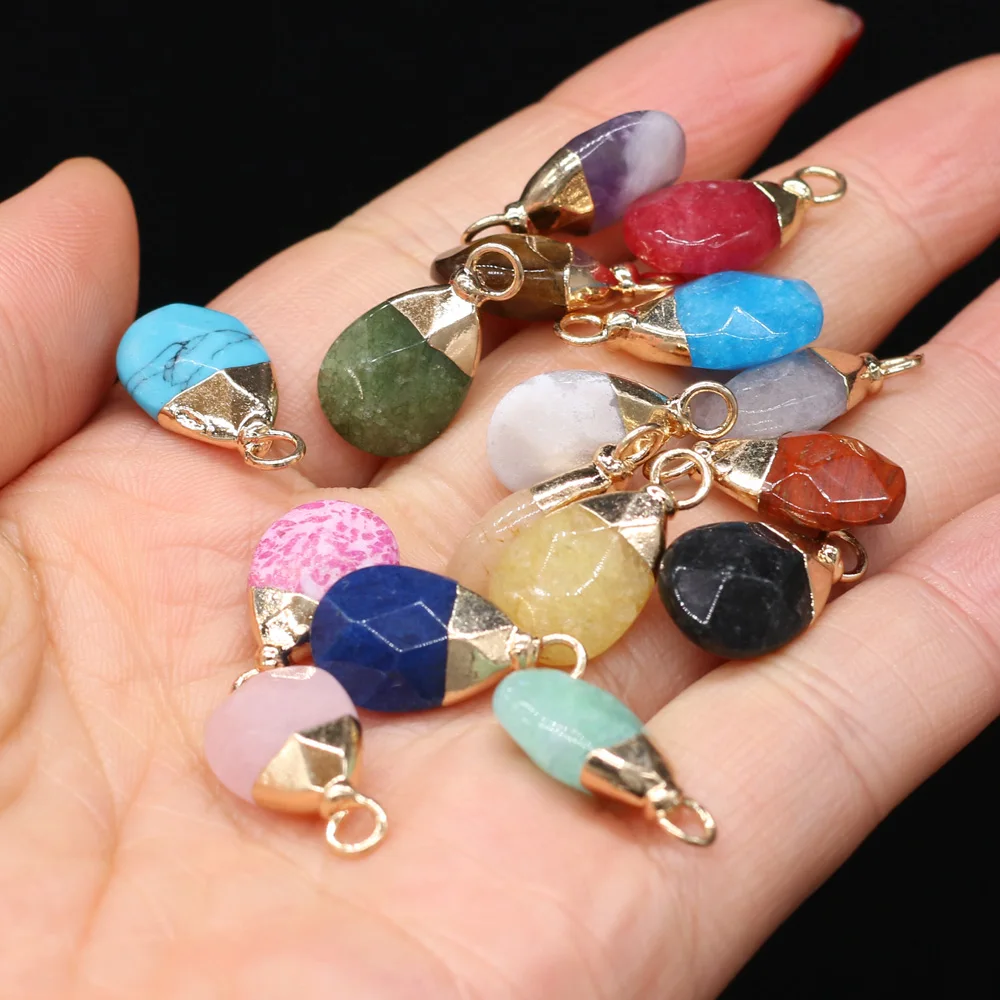 2 шт. Подвеска из натурального камня в форме капли воды аметисты тигровый глаз