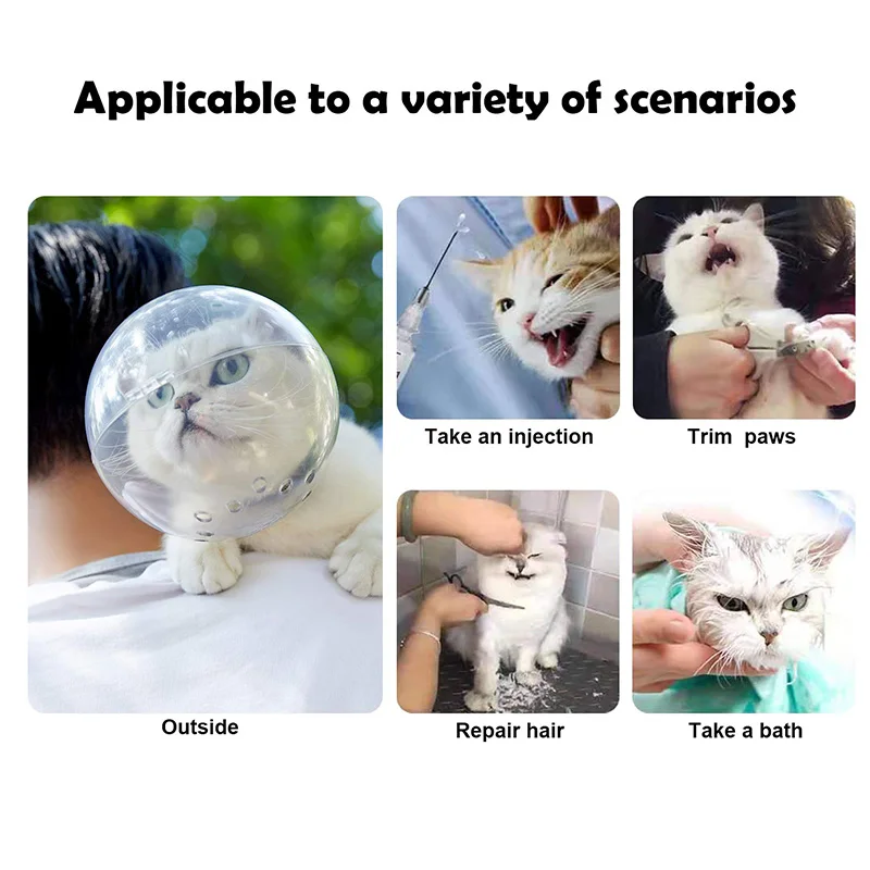 Accesorios de aseo para gatos, mascarilla antimordedura, capucha espacial antilamer para evitar morder y masticar, cuidado de mascotas-3