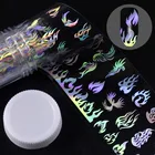 Голографическая наклейка для ногтей с пламенем, дизайн для ногтей, переводная наклейка, водные горки, декоративные наклейки для маникюра, 4*100 см