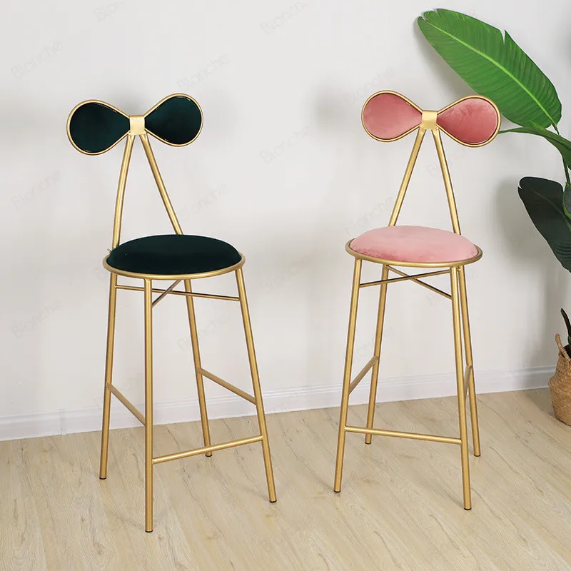 Скандинавские Бабочки металлические обеденные стулья Золотой бар туалетный