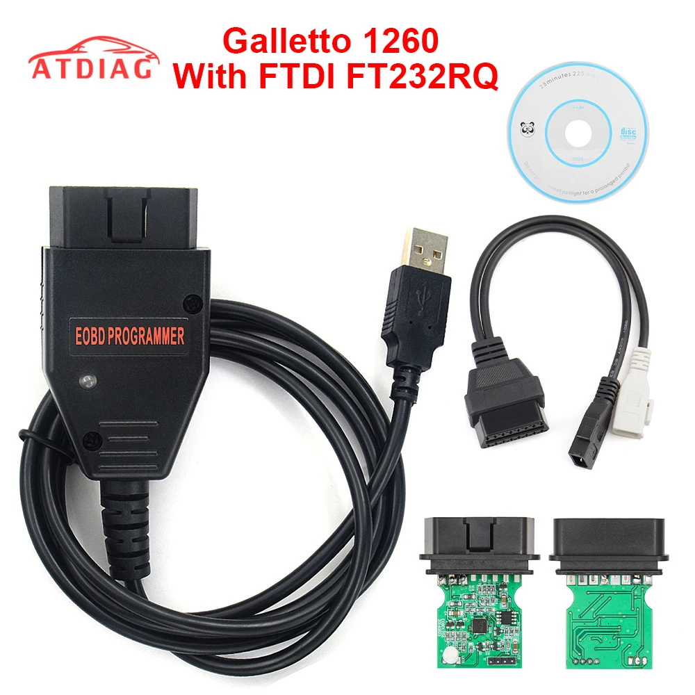 ECU чип Galletto 1260 инструмент для настройки EOBD мигалка ЭБУ Flasher Green PCB FTDI FT232RQ чтение и