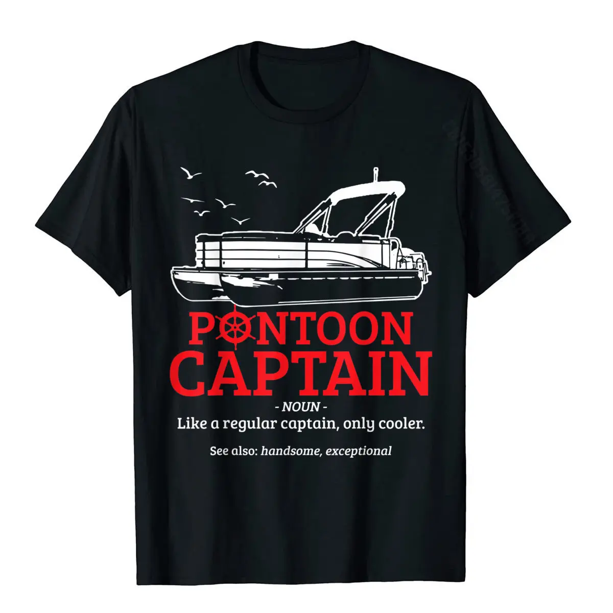 Pontoon Captain Definition Funny Pontoon Boat Boating Gift T-Shirt Cotton Men Tops Shirt Print T Shirts Gift Coupons