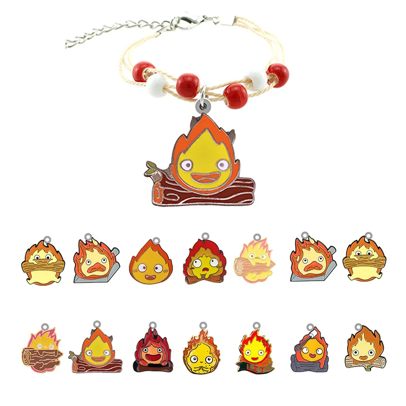 

TAFREE Mini Cute Elf Anime Pattern Bracelet With Flame Red And White Beaded Chain Epoxy Resin Tasteful Hand Jewelry Bracelet
