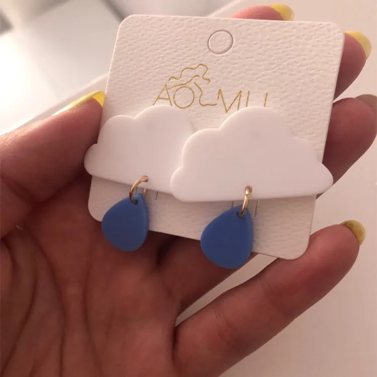 Женские акриловые серьги AOMU круглые Разноцветные с принтом облаков 2020 корейские