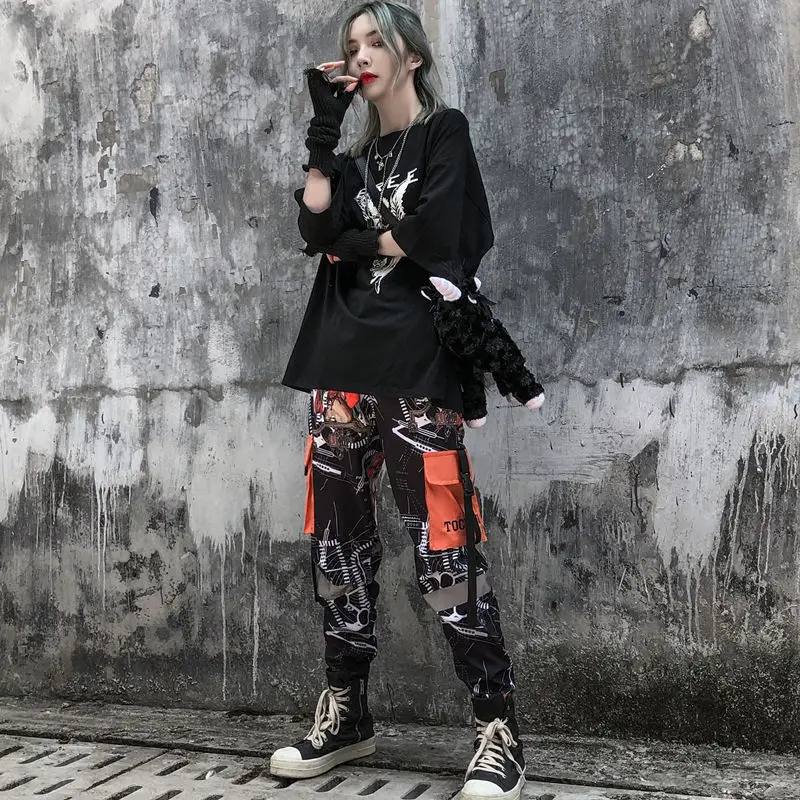 

Hip Hop Cargo Pants for Women Spring/summer Female Jogging Pants High Waist Harem Pants Streetwear Trouser Girls Harajuku Pants