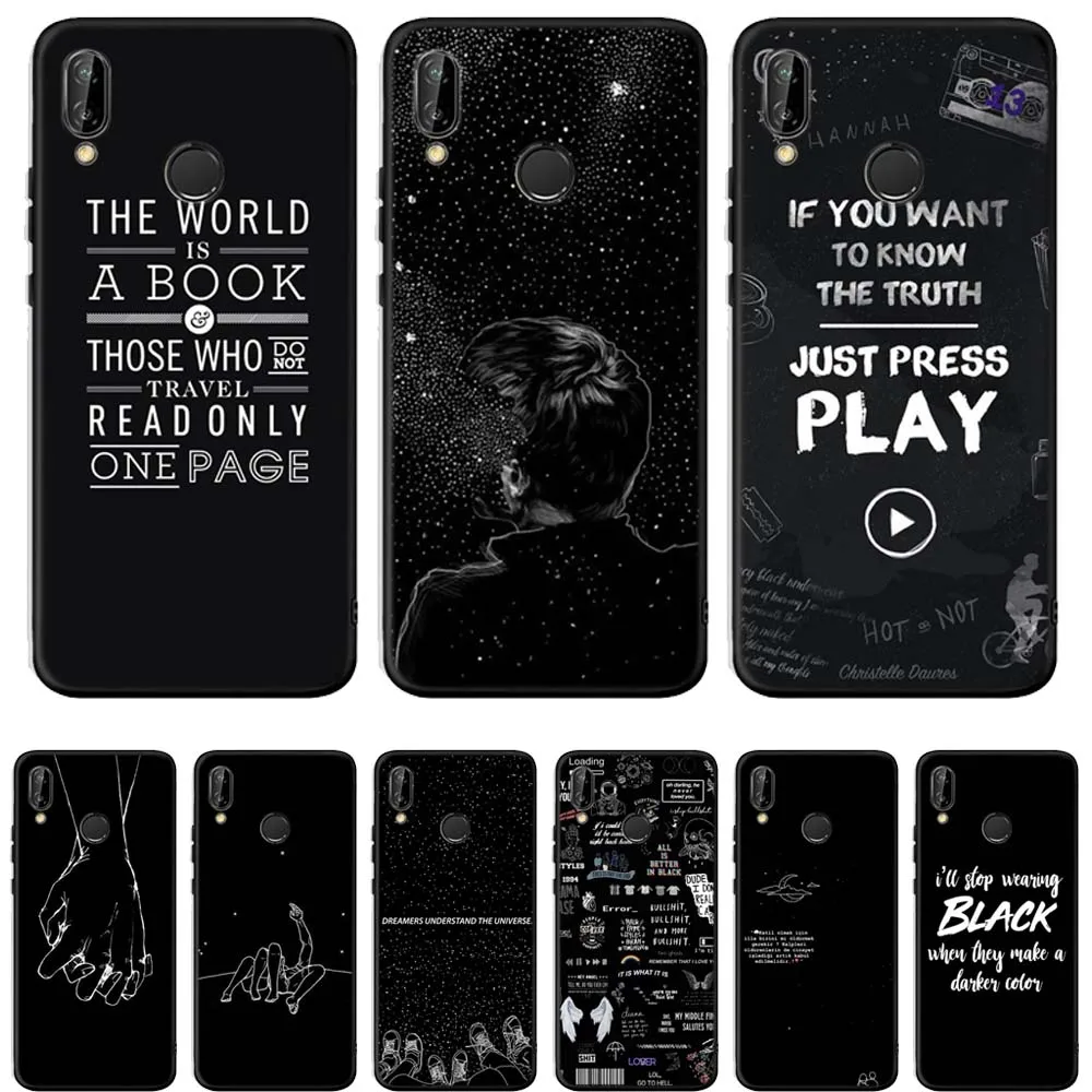 Новое поступление черный чехол ТПУ для huawei mate 10 20 P8 P9 P10 P20 P30 Lite Plus Pro 2017 Fundas Coque Capinhas