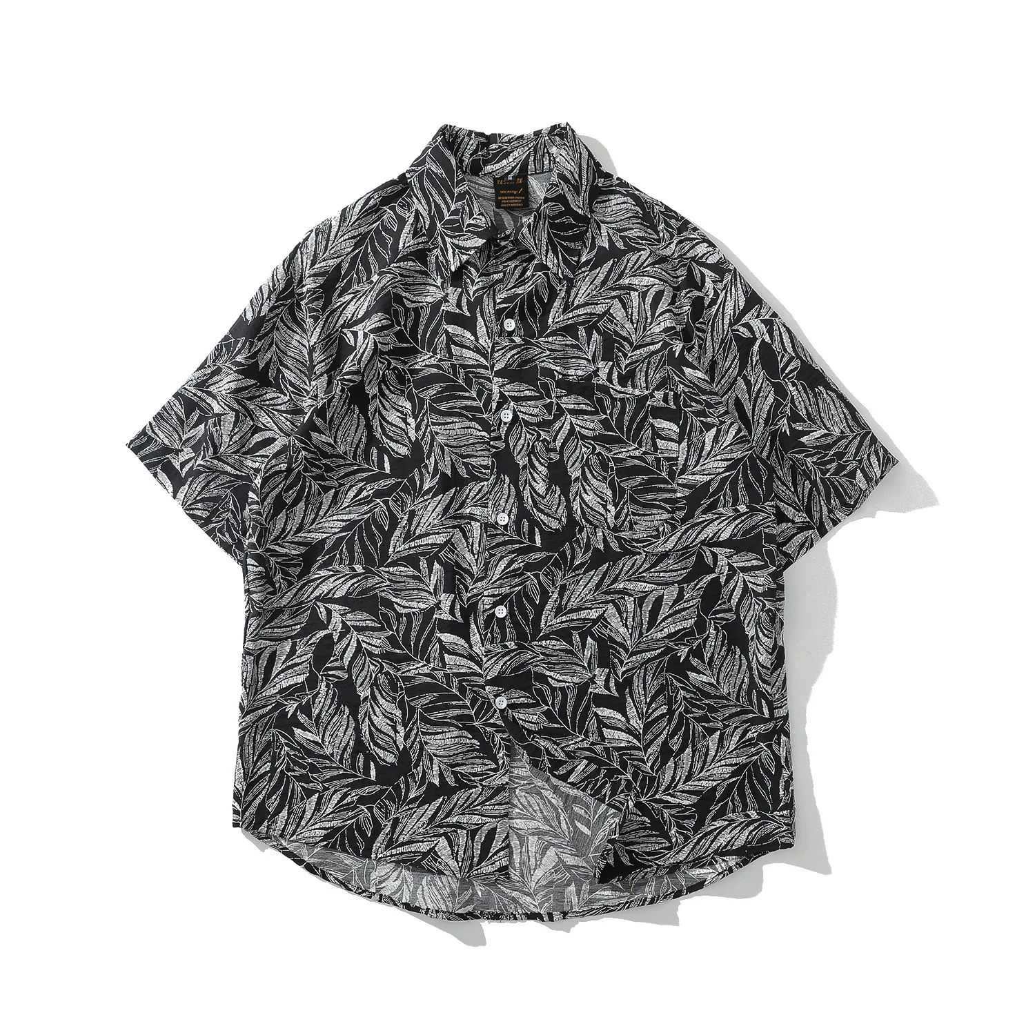 

5-sleeve shirt men's trend summer national trend leaf print loose short sleeve shirt casual coat