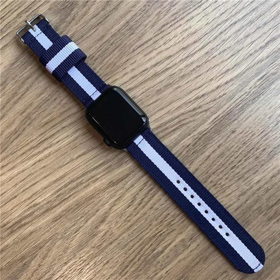 Ремешок тканый нейлоновый для Apple Watch Series 5 4 3 2 сменный Браслет с цветной пряжкой 38