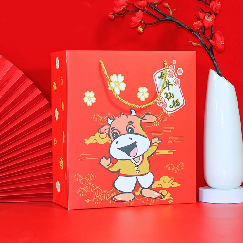 

Chinese New Year Candy Bundles Gifts Packaging Bag Tote Hand Gift Bag PXPD