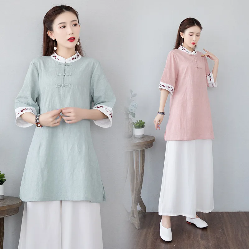 Костюм для фитнеса льняной с вышивкой | Спорт и развлечения