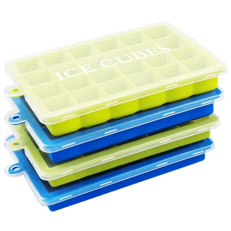 

4 Packs Ice Square Tray Silicone, Ice Tray with Removable Lid Easy-Release Flexible Ice Molds 78 Ice Square for Whiskey