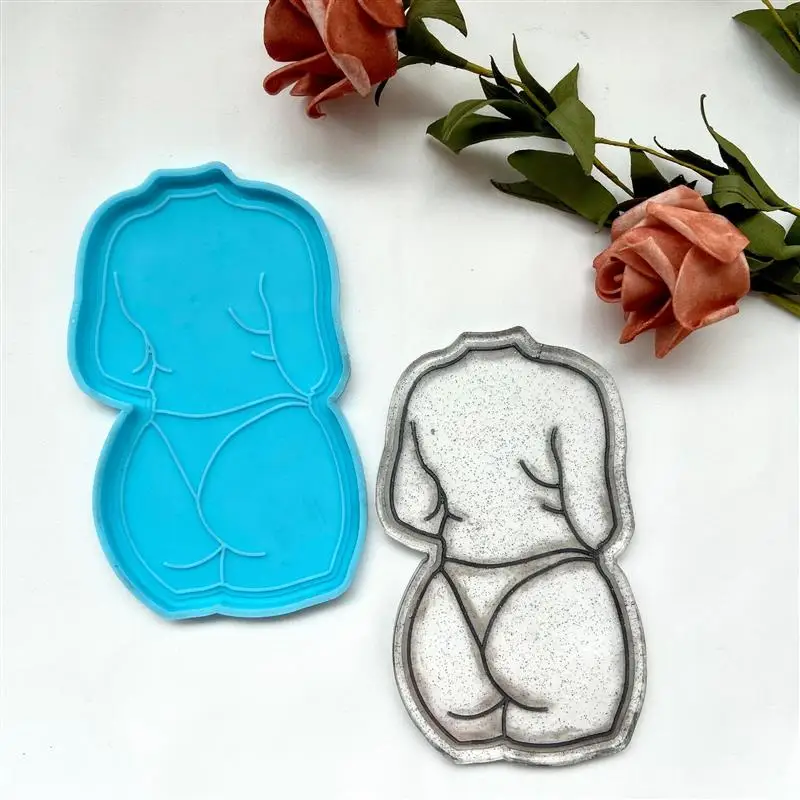 

IY Sexy Female Mold Back View Coaster Tray Cup Mat Holder Storage Box Resin Silicone Mould Handmade Resin Craft