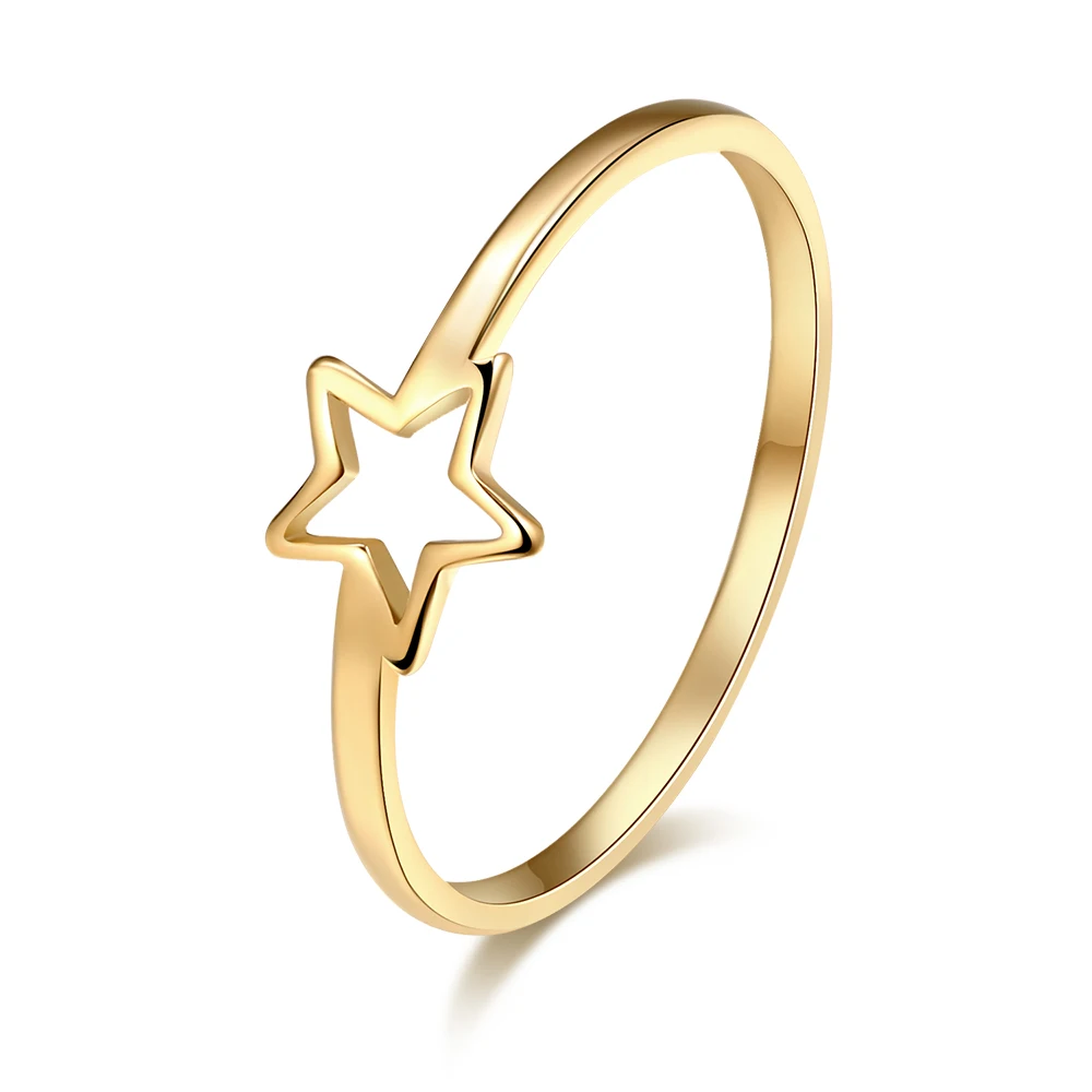 

DOTIFI New daily For Women Ring 316L Stainless Steel Jewelry Hollow Five-Pointed Star Female Birthday Party Gift R307