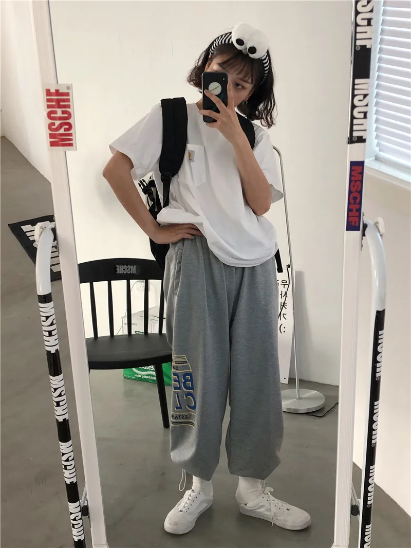 Женские свободные штаны ZSIIBO с высокими карманами широкие уличная одежда принтом