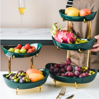 

Керамическая подставка для тарелок, десертов, домашних праздничных закусок, поднос для гостиной, тарелка для фруктов, трехслойная подставк...