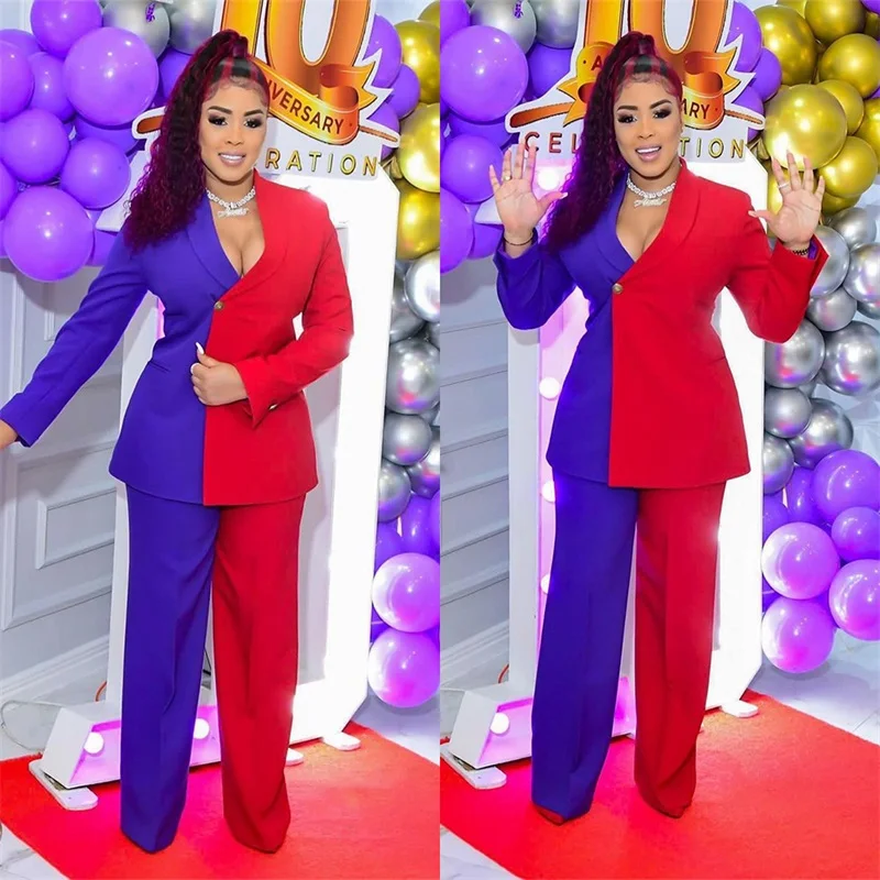 

Женский костюм в стиле пэчворк двухцветный, официальный Модный жакет на заказ, уличная одежда, женские смокинги вечерние вечеринки, свадьбы