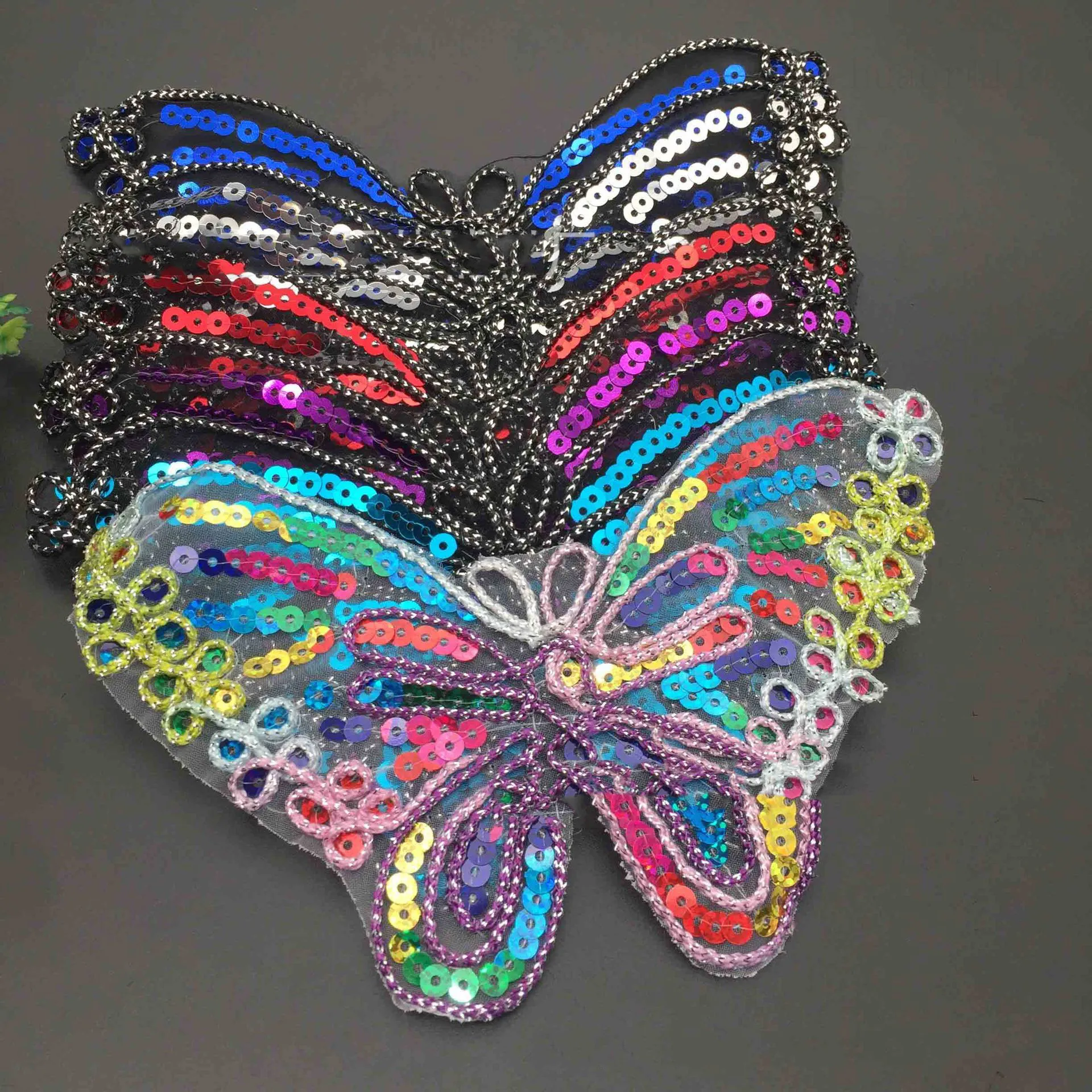 1 шт. нашивка из ткани с блестками вышитая бабочка образец сценический аксессуар