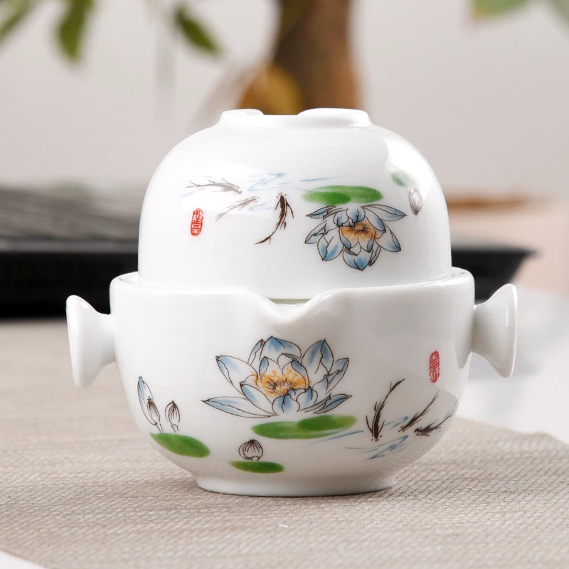 Керамические чайники gaiwan teacups китайский чайный набор портативный для