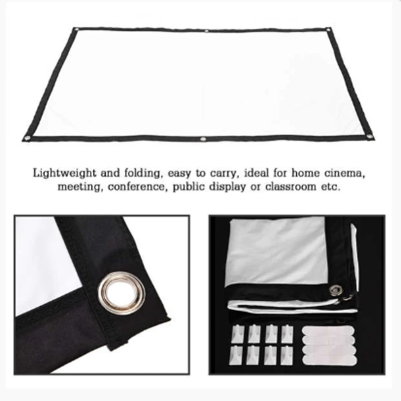 Portable Projection Screens 120 Inch 3D Hd Wall Mounted Translucent Screen Canvas 16:9 Led Projector Diy Home | Электроника