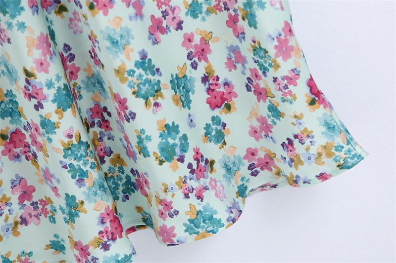 

Splend Moda Pastoral Style Floral Print Elastic Backless Dress 2021 Summer New Drawstring Pleated Lace-Up Camisole Women Dress