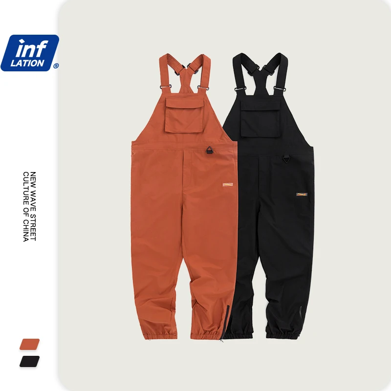 

INFLATION 2020 SS Collection Mens Overalls Broadcloth Loose Fit Casual Polyester Hip Hop Streetwear Mens Casual Overalls 3026S20