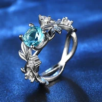 wedding flower jewelry european and american fashion zircon hand embellished engagement ring gold plated sapphire ring