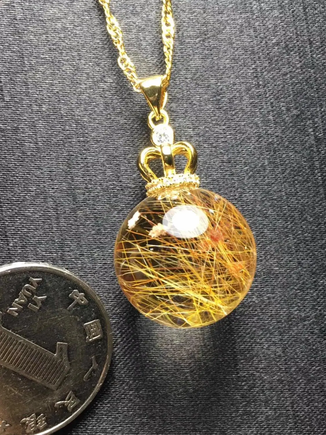 Натуральный Золотой рутилированный кварцевый кулон 19 мм шариковая форма для