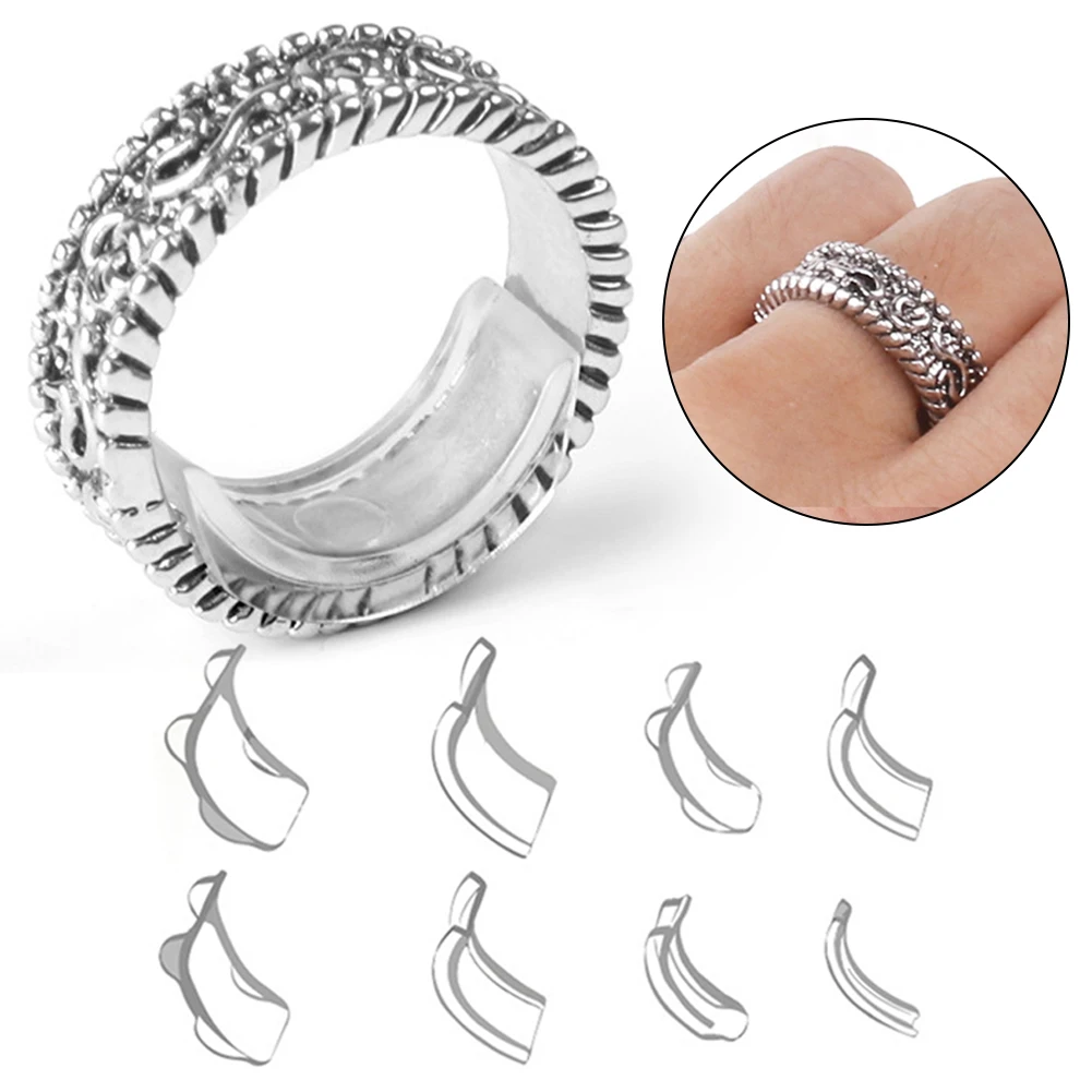 

8pcs/set Parts Tools Non Toxic Smooth Soft TPU Guard Size Reducer Invisible Ring Adjuster Protective Clear Resizer Jewelry