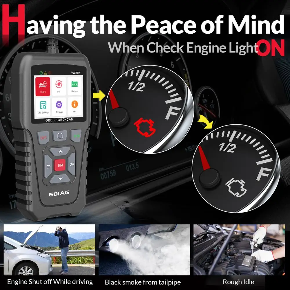 Сканер EDIAG YA301 считыватель кодов OBD2 YA-301 инструмент для сканера OBDII полная Проверка