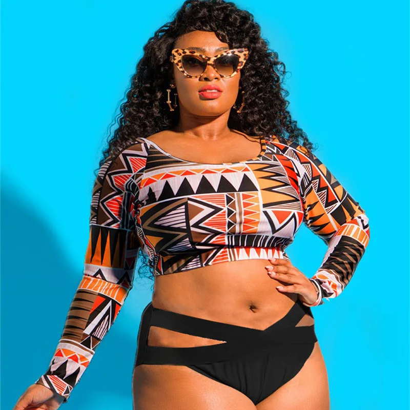 Женское танкини 2019 новый купальник бикини с принтом Высокая талия пляжная одежда