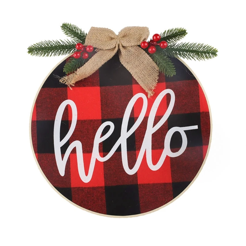 

Hanging Sign Wooden Merry Christmas Wreath Decorations for Home Window Door Wall Farmhouse Indoor Outdoor Ornament N0PA