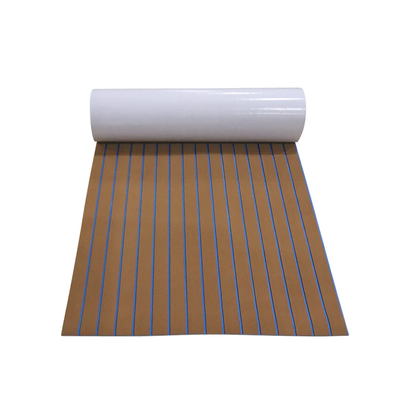 2400mmx900mm Self-Adhesive EVA Foam Marine Flooring Faux Boat Decking Sheet Brown BlueTeak Decking