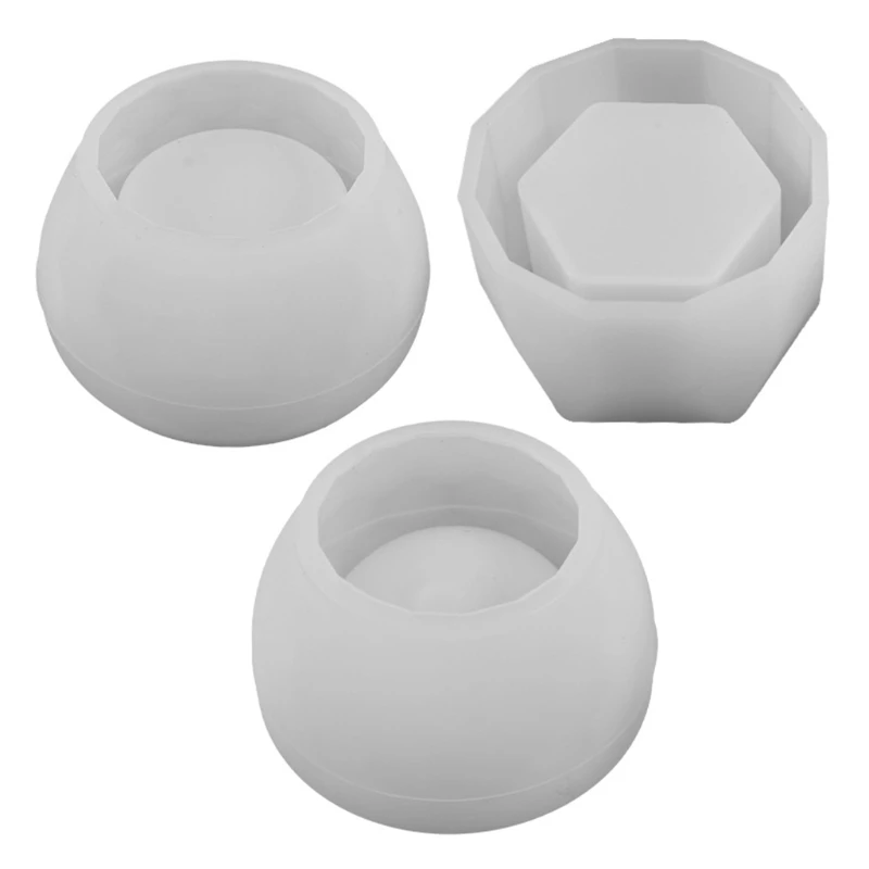 3 Pcs/Set Round Bowl Hexagon Cup Dishes Casting Silicone Mould DIY Crafts Making Tool Crystal Epoxy Resin Mold