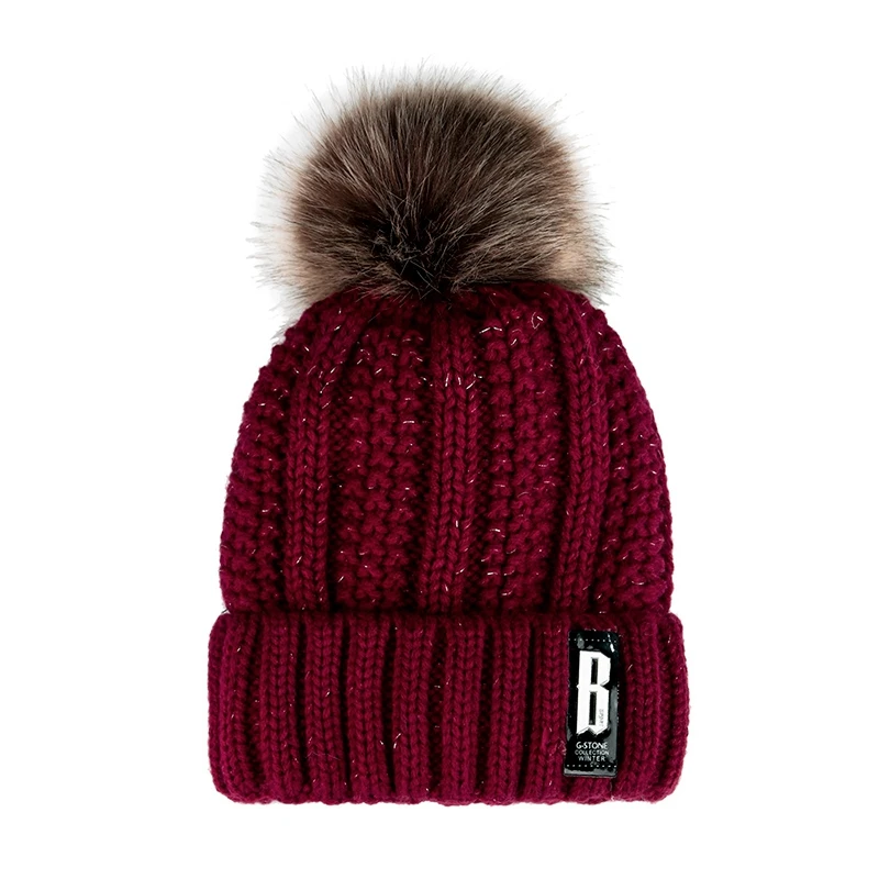 201901New Женская Зимняя шерстяная шапка плюс бархатная Толстая вязаная шляпа теплая