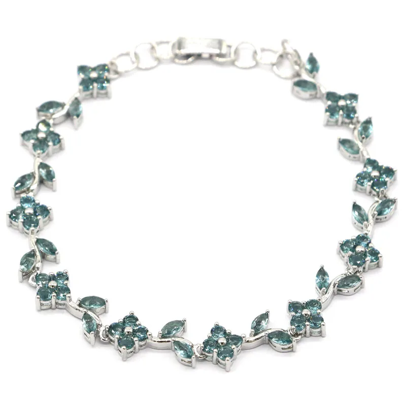 Женский серебряный браслет 17x9 мм SheCrown Created London Blue Topaz CZ 8 0 9 дюймов|925 silver bracelet|silver