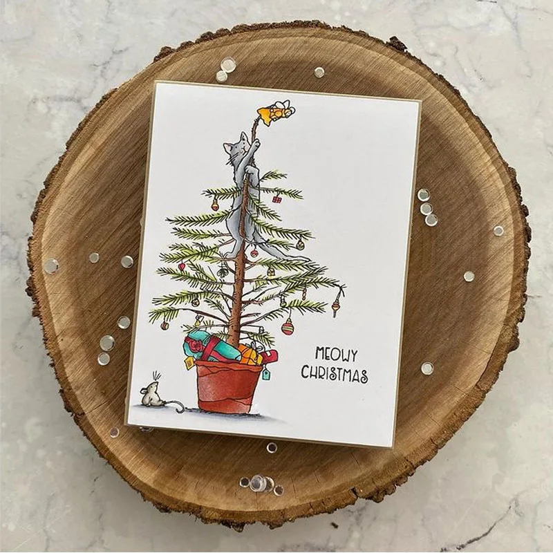 

Christmas Tree Cat 2020 New Transparent Stamps and Dies for DIY Scrapbooking Paper Cards Making Crafts Supplies Clear Stamps