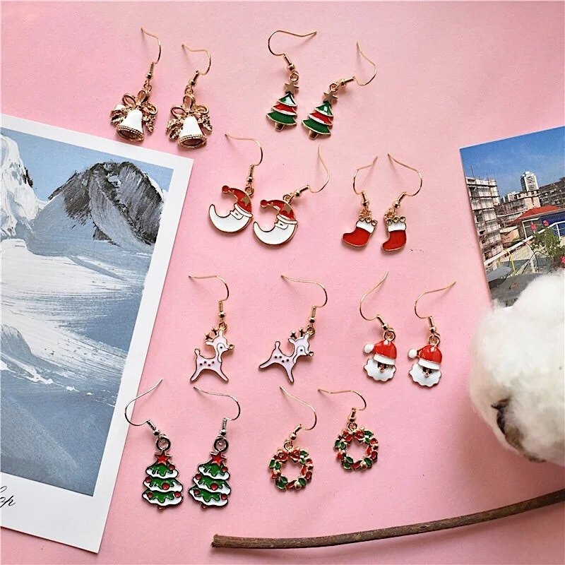1 пара милые рождественские подарки для девушек милый олень Санта Клаус серьги